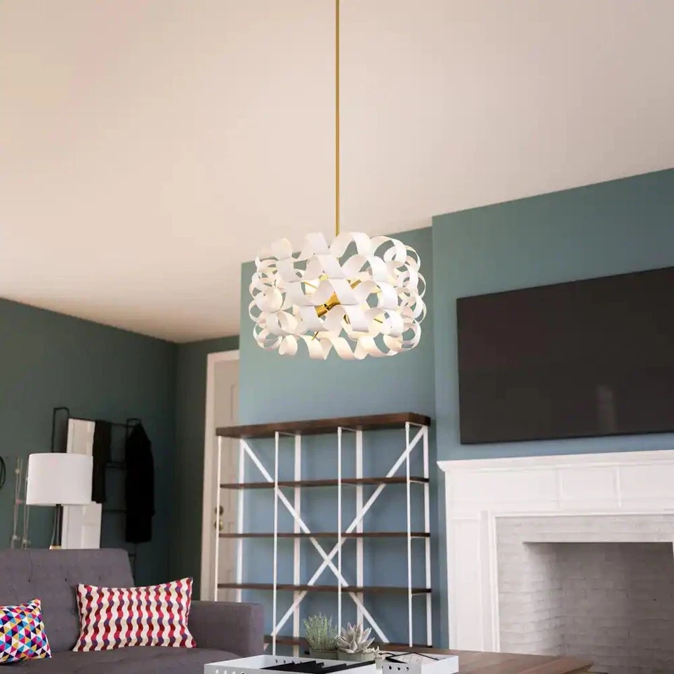 Nuevo Colgante Manor Brook Mariana 6 Luces Blanco MB00417WH Nuevo En Caja Abierta Foto 4 de 4