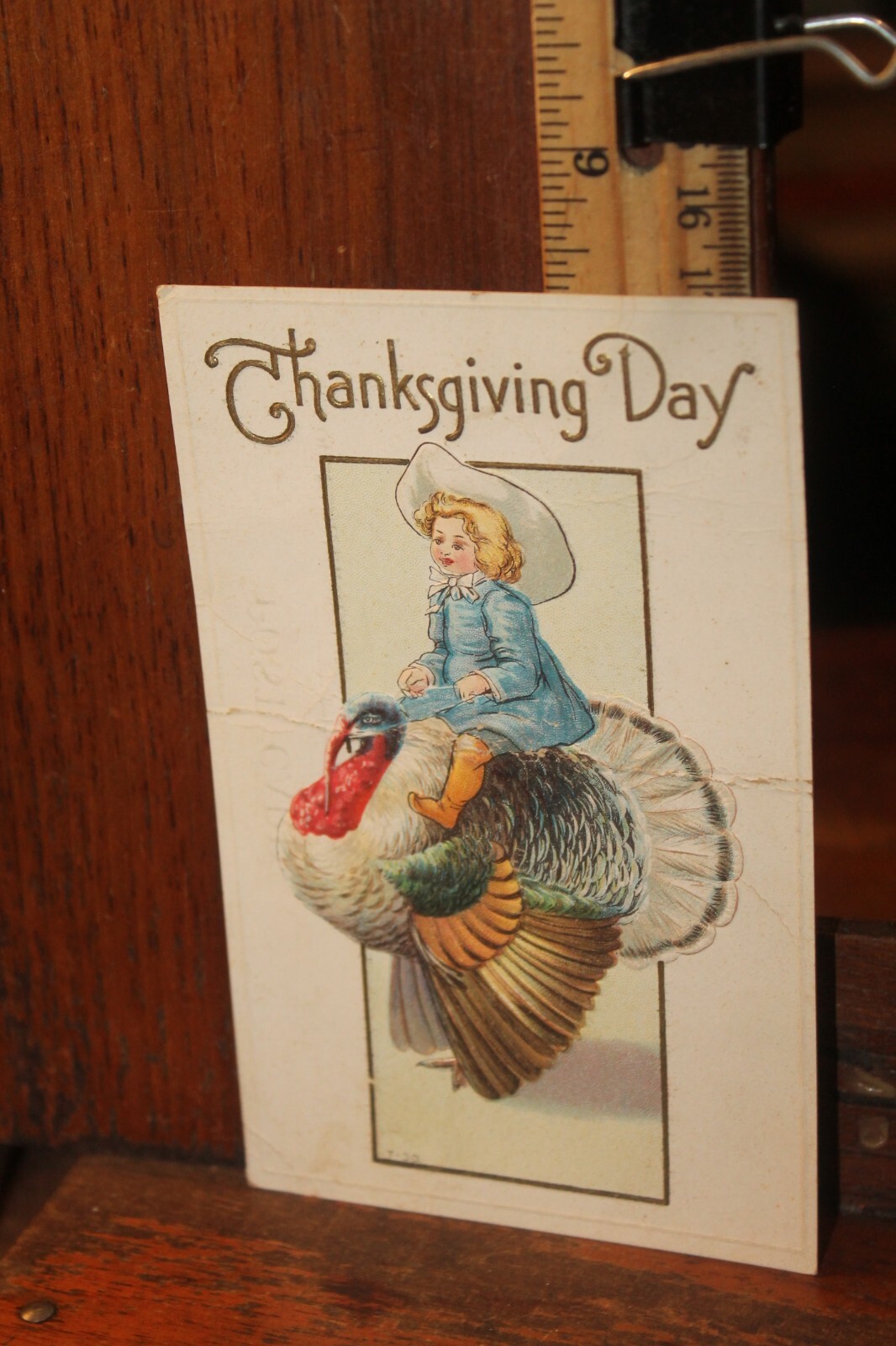 Antique Postcard Embossed Thanksgiving Day Boy Riding Turkey | eBay