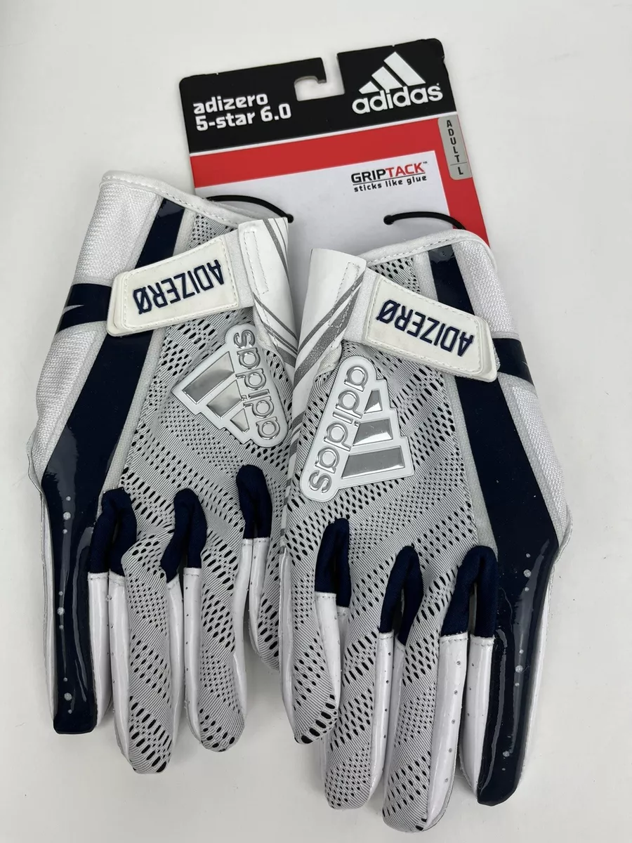 ADIDAS ADIZERO 5 STAR 6.0 Griptack Football Gloves White Navy Adult Large