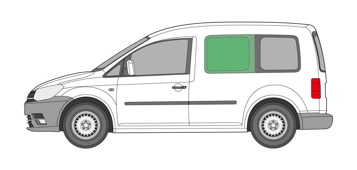 VW Caddy Maxi JK Sliding Opening Side Window Glass Nearside Left S/LWB Dark Tint