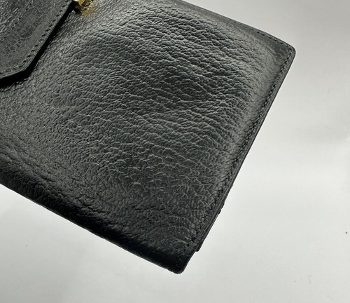 HERMÈS Bearn Souffle Epsom Leather Black/light blue Bifold Long Wallet GoldMetal - Picture 11 of 22
