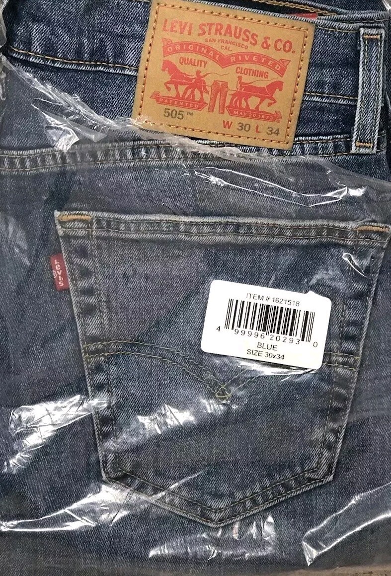 Levi's 505 Mens Jeans 30 x 34 Blue Cotton Denim Midweight Straight Leg Stretch thumbnail 6