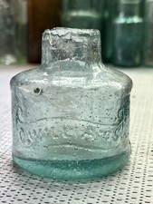 Rare 1890&rsquo;s Sheared Lip Dark Aqua Glass Ink Bottle - C. WILLIAMS (H542)