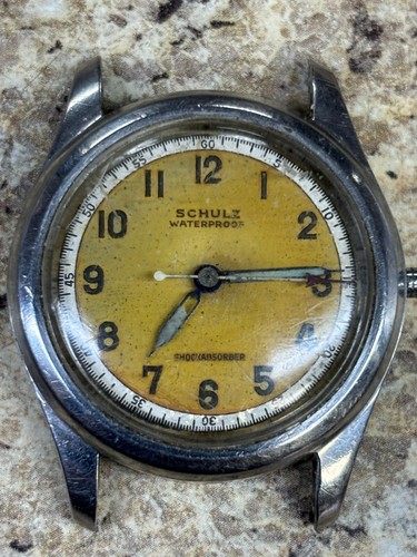 Rare Vintage J. Schulz Stainless Steel Military Manual Wind Watch, For parts