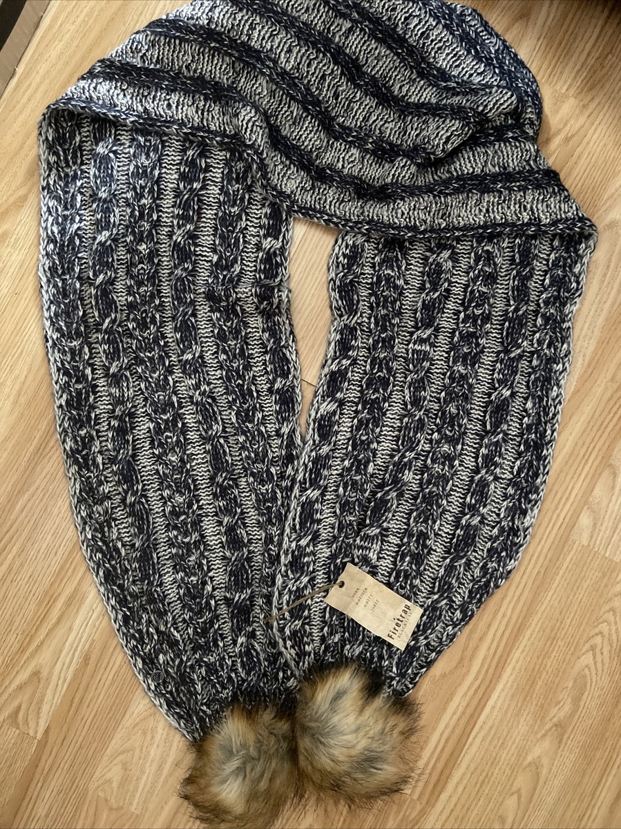 Firetrap New Womens Blue/White Knitted Scarf RRP £25 UK