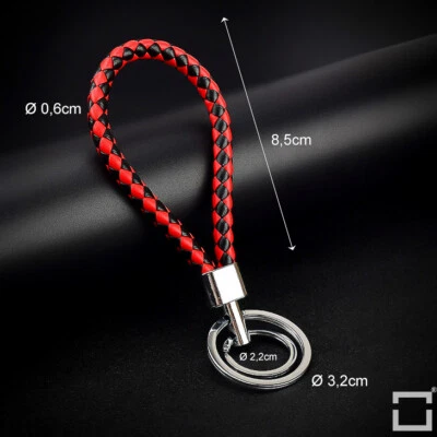 CAROCASE Keychain Lanyard Leder Schlüsselanhänger für alle Autoschlüssel, rot/schwarz