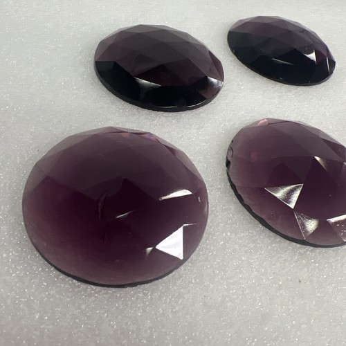 LOT OF 5 FACETED PURPLE AMETHYST JEWELS CATS EYE PIECE PART STAINED GLASS WINDOW - Picture 4 of 12