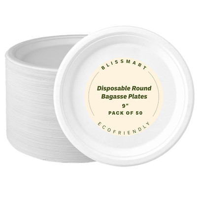 9'' Bagasse Einweg Pappteller Super Starr Stark Biologisch Abbaubar Party BBQ