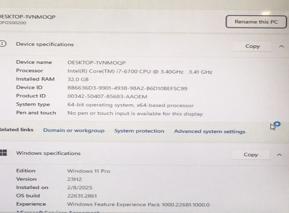 Lenovo ThinkCentre M900 Desktop i7-6700 32GB Ram 500GB HDD Win 11 Pro W1153 - Image 4 of 4