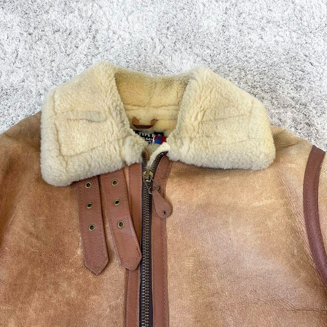 当日発送！TYPE B-3フライジャケットジャケットUSA 42 Schott Flight Mouton Leather Jacket TYPE B-3 Size 42 Light brown