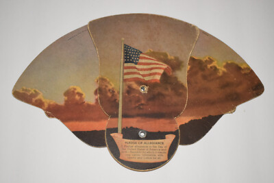 Vintage 1940s Traer IA Farmers Elevator Co Pledge of Allegiance Advertising Fan