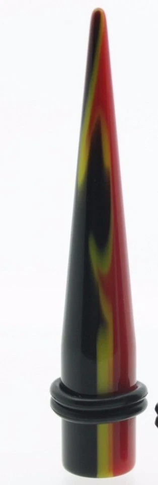 ESTRERO DE OREJAS CÓNICO UV LLAMA ACRÍLICA EN NEGRO DE 2,4MM CON ANILLOS TO Foto 3 de 3