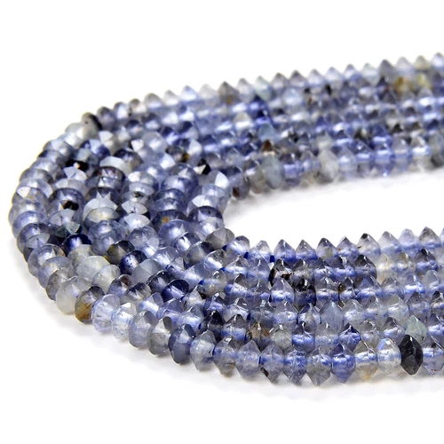 3X2MM Iolite Gemstone AA Bicone Faceted Rondelle Saucer 15.5 inch (80009466-P34) - Picture 1 of 3