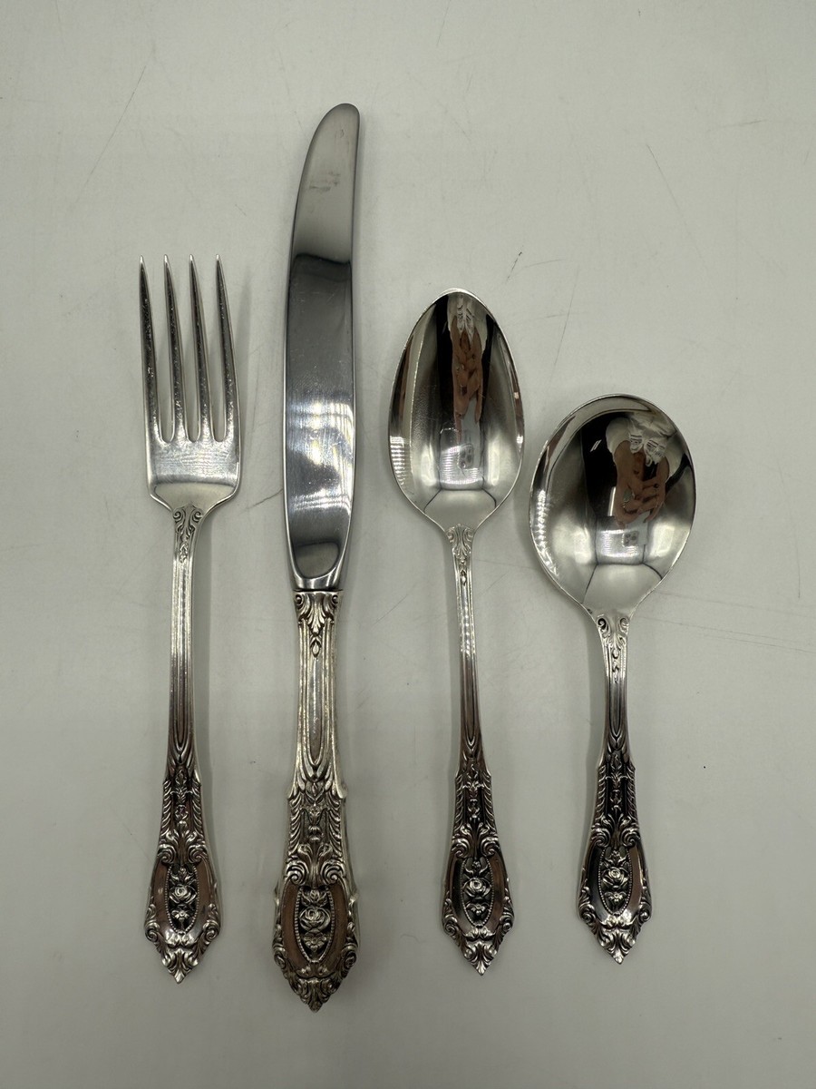Rose Point Wallace Sterling Silver Junior Set pc Infant Heirloom Flatware  /ro
