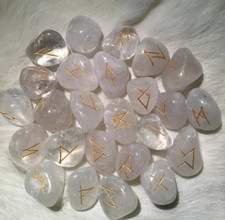 25PCS 2025Rare Clear Quartz Rune Stone Elder Futhark Runes Healing Energy Gift