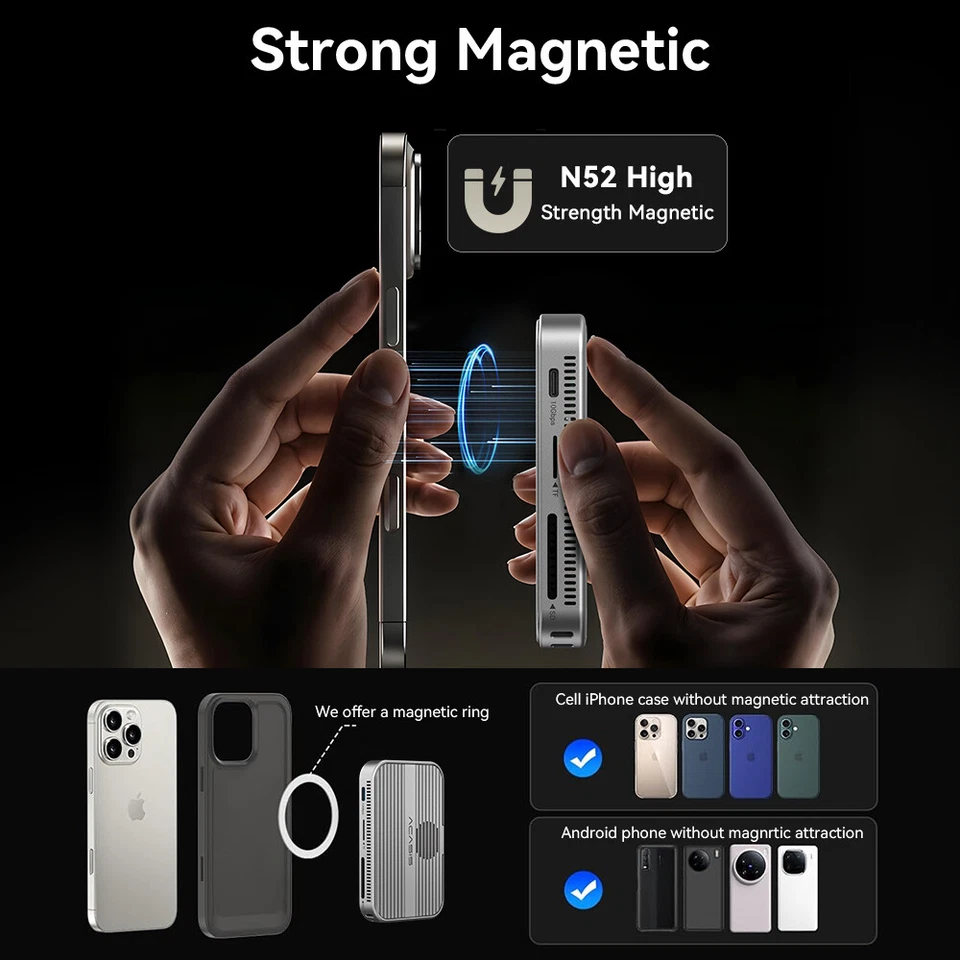 ACASIS Magnetic iPhone Dock with SSD Enclosure 10Gbps for iPhone 15/16/17 Series - Image 3 of 4