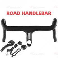 Full Carbon Black Road Bicycle Integrated Handlebar with Stem 28.6mm 340-420mm