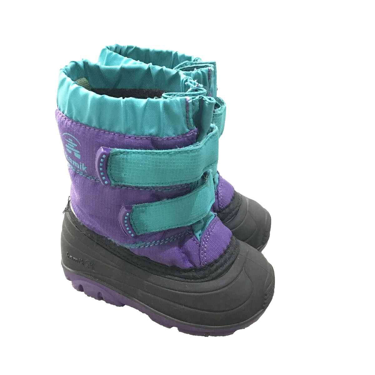 Kamik Girls Snow Boots Toddler Sz Purple Teal Black Winter Lined