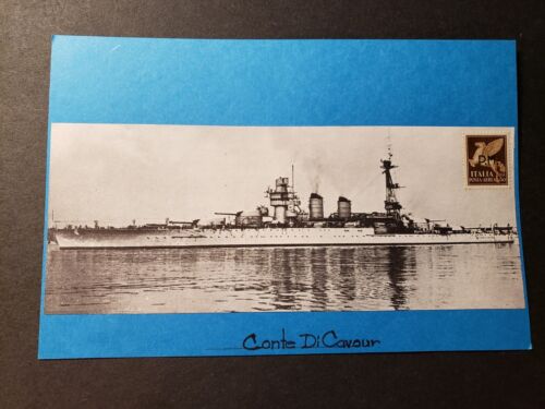 Italian WWII Battleship CONTE di CAVOUR Naval Cover with stamp on 5" X 7" card - Picture 1 of 2
