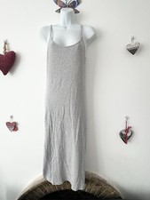 Grey Ribbed Long Dress With Split Back 14