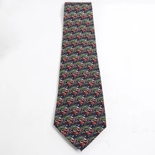 Vtg Eagles Wings Tie Mens 57 in Multicolor Silk Duck Mallard Repeat Pattern Wide