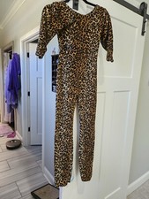 Girls Leotard Unitard Leopard Velour Size L
