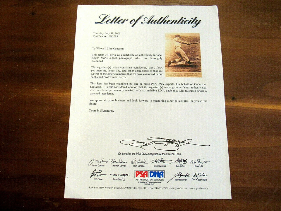 ROGER MARIS 1961 WSC NEW YORK YANKEES SIGNED AUTO 8 X 10 WIRE PHOTO PSA/DNA LOA - Image 4 of 4