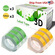 (3Green,3Yellow) Label Tape used for Dymo 20008 Dymo 15447 Label Makers