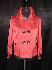 Josephine Chaus Red Retro Satin Dress Blazer Career Jacket Suit Coat Size 6 $128