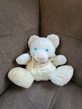Vintage Fisher Price 1988 Puffalump Yellow Bear Rattle Bib Plush Stuffed Animal