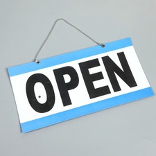 OPEN CLOSED Sign / WILL RETURN • CLOCK : Business Hours —Hanging 2-Sided