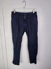Closed Pants Mens 29 Vigo Tapered Trousers Navy Drawstring Italian Fabric