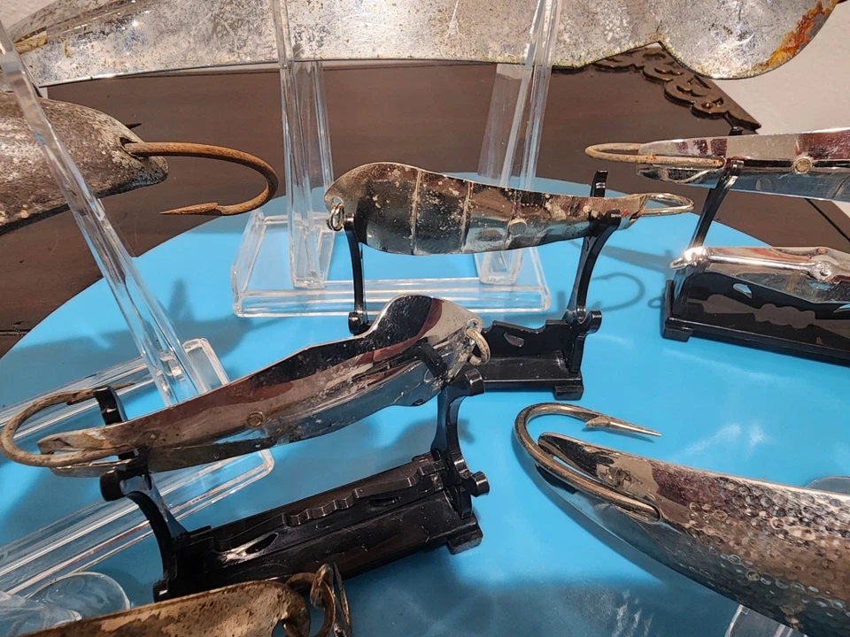 Lote de 11 señuelos de arrastre de placa de plata vintage salmón trucha lucio Williams Sutton Foto 4 de 4