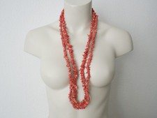 2 X Coral Necklace Red Split Long 199 G / 84 Cm  86 Cm