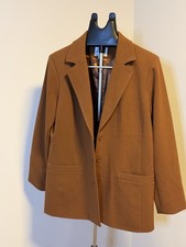 Linea by Louis Dell'Olio Brown Blazer Women's 14 Notch Lapel Lined Single-Breas  
