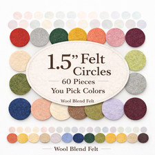 1.5 Inch Wool Blend Felt Circles - Prewashed - 1.2mm Thick - Pick 6 Colors