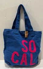 Hollister Womens Vintage School Book Beach Bag Tote Blue