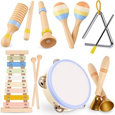 Baby Musical Instruments, Montessori Wooden Toys Toddler-sized, Wood