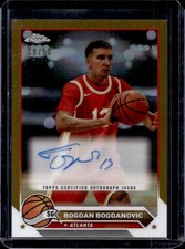 2023-24 Topps Chrome Bogdan Bogdanovic Auto Gold Refractor #/50 Hawks