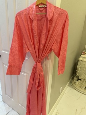 Vintage Victoria s Secret pink crushed satin long robe size S