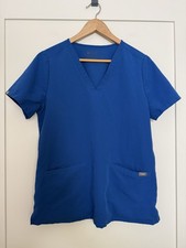 Figs Scrubs Top Casma Three-Pocket Womens Sz M Blue Medical Nurse PO1801