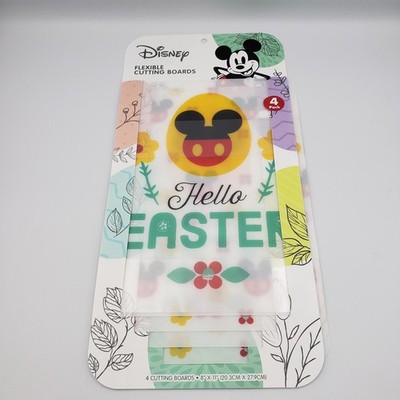 Disney Mickey Mouse 4 Pack Flexible Cutting Boards 8'' x 11'' Hello Easter Flowers