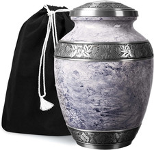 Cremation Urn for Adult Human Ashes - Large Handcrafted Funeral Memorial with St