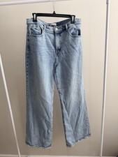 Loft Women's High-Waist Wide-Leg Denim Jeans, Size 12/31, Faded Wash
