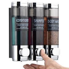 Shampoo and Conditioner Dispenser,GlintGath Shower 3 Chamber, Chrome