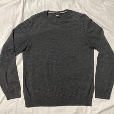 HUGO BOSS Stretch Charcoal Gray Wool Sweater Sz M