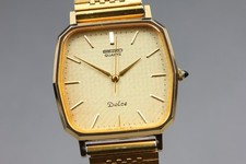 Vintage 1983 Exc 5 SEIKO Dolce 7731-5120 Gold Men's Quartz Watch From JAPAN
