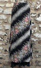 Didier Parakian Vintage Floral Zebra Print Midi Skirt UK 18 Cotton Linen Lined