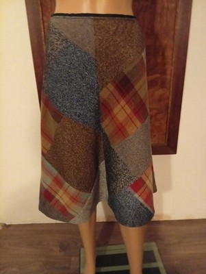 Wealth Of Nations Patchwork Wool And Silk Skirt Size L-XL