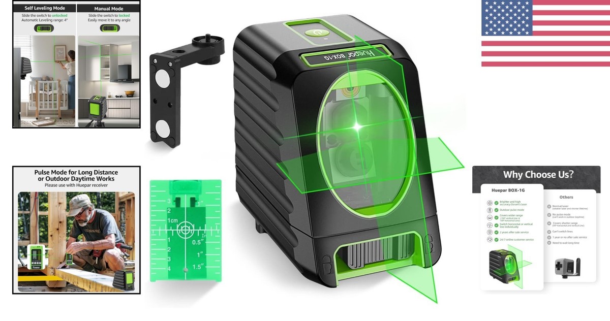 Compact Self-Leveling Laser Level with Green Beam - Perfect for Compact Self-Leveling Laser Level with Green Beam - Perfect for